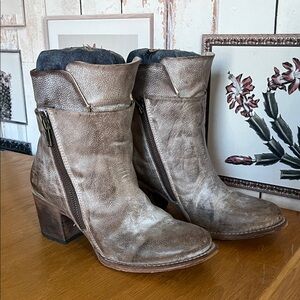 Freebird by Steven Taupe Leather Ankle Boots